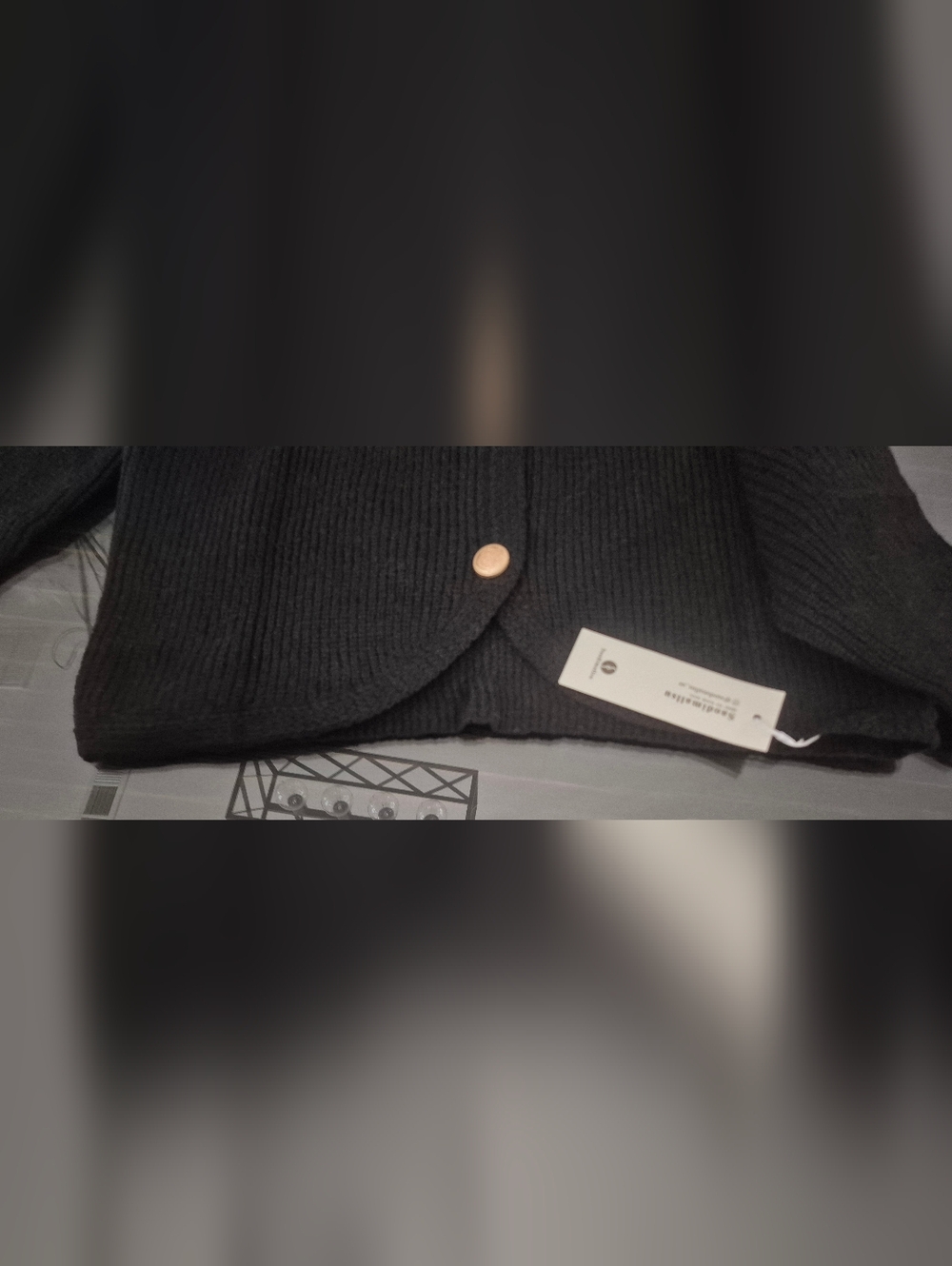 Classic Black Ribbed Crewneck Sweater (Cardigan) w/ Gold Buttons. NWT! - Picture 6 of 6